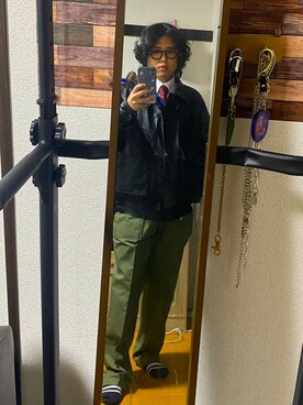 「STUSSY（ステューシー）のアイテム（その他アウター）」を使った、TERUさん（メンズ・163cm）の冬コーディネート