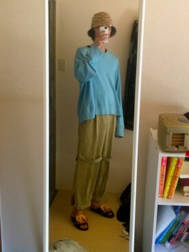 「NEONSIGN（ネオンサイン）のアイテム（帽子）」を使った、ぐっちーさん（メンズ・171cm）の夏コーディネート