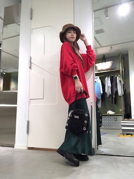 「DIESEL（ディーゼル）のアイテム（ハット）」を使った、우타너 (うたの)さん（レディース・161cm）の秋コーディネート