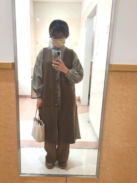 「rps（アールピーエス）のアイテム（シャツワンピース）」を使った、むぅ。さん（レディース・158cm）の秋コーディネート