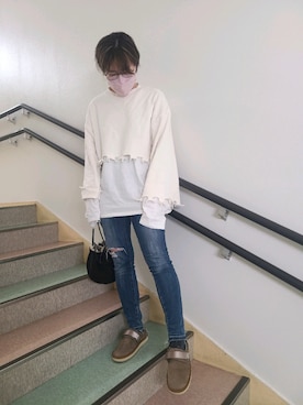 「アイテム（デニムパンツ、その他）」を使った、むぅ。さん（レディース・158cm）の秋コーディネート