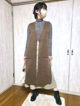 「アプレジュール」｜「アイテム（ブーツ）」を使った、むぅ。さん（レディース・158cm）の秋コーディネート