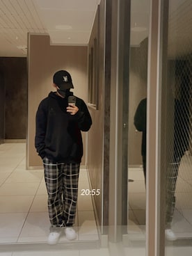 「WOOALONG（ウアロン）のアイテム（帽子）」を使った、宮内慧人(KEITO)さん（メンズ・172cm）の秋コーディネート