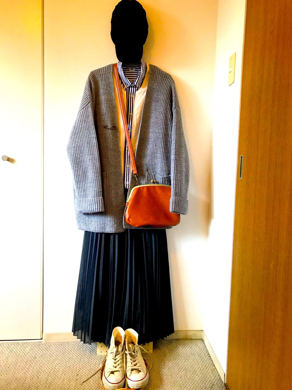 「プチプラ、服の話が皆無、年末コーデ」｜「つかしんのつかしんとは、うちの近所の地域密着型ショッピングモールです(^o^)/（ハンチング/ベレー帽、ブラック系）」を使った、Yes！トメ子さん（レディース・162cm）の冬コーディネートの1枚目の写真