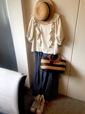 「Doublefocus（ダブルフォーカス）のアイテム（トップス）」を使った、Yes！トメ子さん（レディース・162cm）の夏コーディネート