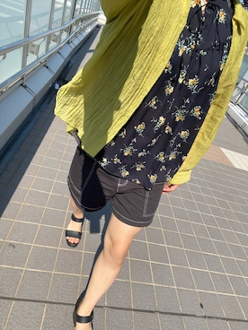 「緑のカーディガン」｜なもさん（レディース・163cm）の夏コーディネート