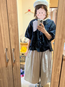 「アイテム（ハンチング/ベレー帽、ホワイト系）」を使った、ＮＹＦさん（レディース・168cm）の夏コーディネート