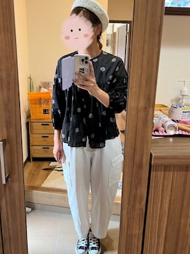 「アイテム（ハンチング/ベレー帽、ホワイト系）」を使った、ＮＹＦさん（レディース・168cm）の春コーディネート