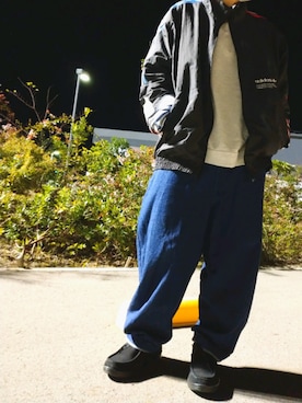 「Right-on（ライトオン）のアイテム（デニムパンツ、ブルー系）」を使った、くりきんとんさん（158cm）の秋コーディネート