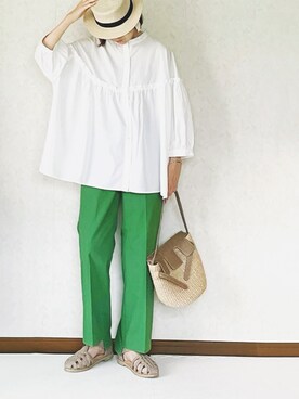 「SEA（シー）のアイテム（かごバッグ）」を使った、ybtnさん（レディース・159cm）の夏コーディネート