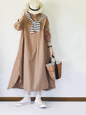 「rectangle（レクタングル）のアイテム（シャツワンピース）」を使った、ybtnさん（レディース・159cm）の秋コーディネート
