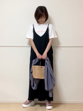「sakishimatokyo（サキシマトーキョー）のアイテム（オールインワン・サロペット）」を使った、uniさん（レディース・161cm）の夏コーディネート