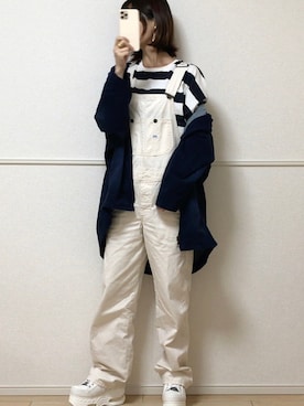 「厚底スニーカー」｜「アイテム（オールインワン・サロペット）」を使った、uniさん（レディース・161cm）の春コーディネート