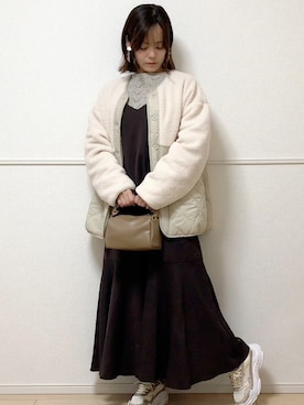 「AmbreNeige」｜「アイテム（ワンピース/ドレス）」を使った、uniさん（レディース・161cm）の冬コーディネート