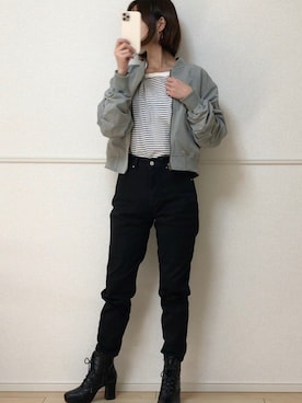 「Lee」｜「アイテム（ブルゾン）」を使った、uniさん（レディース・161cm）の春コーディネート