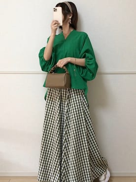 「チェック柄に恋してる」｜「アイテム（その他トップス）」を使った、uniさん（レディース・161cm）の春コーディネート
