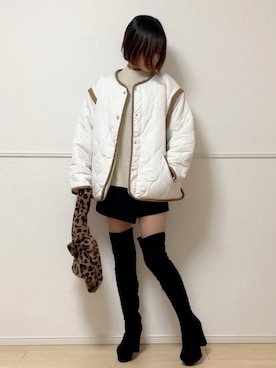 「ECRIRE（エクリール）のアイテム（ブルゾン）」を使った、uniさん（レディース・161cm）の冬コーディネート