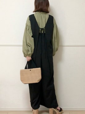 「deux amour（ドゥーザムール）のアイテム（オールインワン・サロペット）」を使った、uniさん（レディース・161cm）の春コーディネート