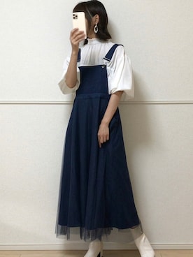 「AmbreNeige」｜「アイテム（サロペット/オーバーオール）」を使った、uniさん（レディース・161cm）の秋コーディネート