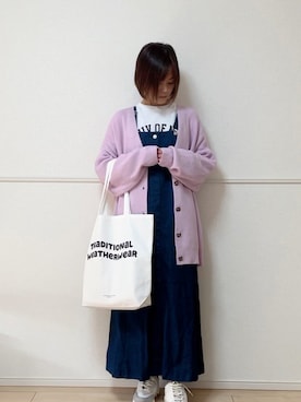 「ANGIE（アンジー）のアイテム（ジャンパースカート）」を使った、uniさん（レディース・161cm）の春コーディネート