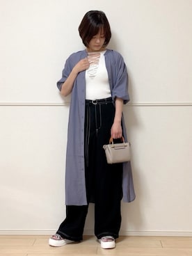 「アーバンリサーチ」｜「アイテム（シャツワンピース）」を使った、uniさん（レディース・161cm）の春コーディネート