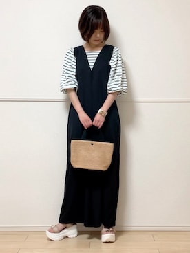 「deux amour（ドゥーザムール）のアイテム（オールインワン・サロペット）」を使った、uniさん（レディース・161cm）の春コーディネート