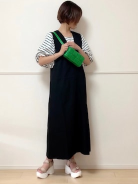「ANGIE（アンジー）のアイテム（ジャンパースカート）」を使った、uniさん（レディース・161cm）の夏コーディネート