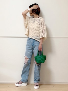 「AmbreNeige」｜「アイテム（パンツ）」を使った、uniさん（レディース・161cm）の春コーディネート