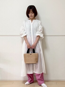 「Honeys」｜「アイテム（シャツワンピース）」を使った、uniさん（レディース・161cm）の夏コーディネート