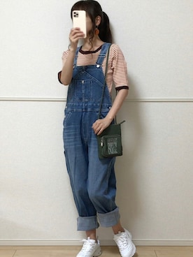 「EDWIN（エドウィン）のアイテム（オールインワン・サロペット）」を使った、uniさん（レディース・161cm）の夏コーディネート
