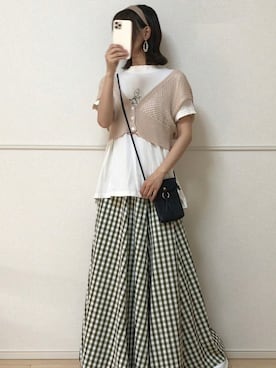 「sakishimatokyo（サキシマトーキョー）のアイテム（Tシャツ/カットソー）」を使った、uniさん（レディース・161cm）の秋コーディネート
