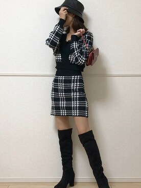 「チェック柄に恋してる」｜「アイテム（アクセサリー）」を使った、uniさん（レディース・161cm）の秋コーディネート