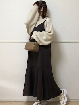 「AmbreNeige」｜「アイテム（ワンピース/ドレス）」を使った、uniさん（レディース・161cm）の冬コーディネート