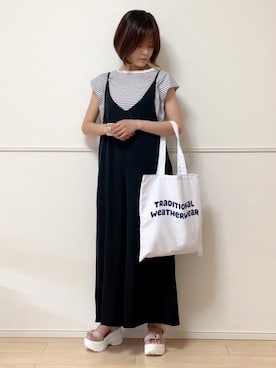「sakishimatokyo（サキシマトーキョー）のアイテム（オールインワン・サロペット）」を使った、uniさん（レディース・161cm）の夏コーディネート