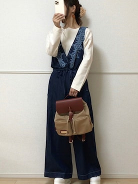 「SonnyLabel」｜「アイテム（サロペット/オーバーオール）」を使った、uniさん（レディース・161cm）の夏コーディネート