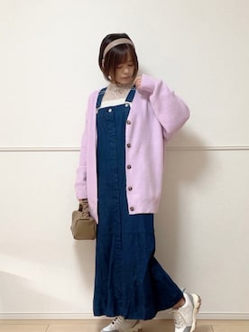 「ANGIE（アンジー）のアイテム（ジャンパースカート）」を使った、uniさん（レディース・161cm）の冬コーディネート