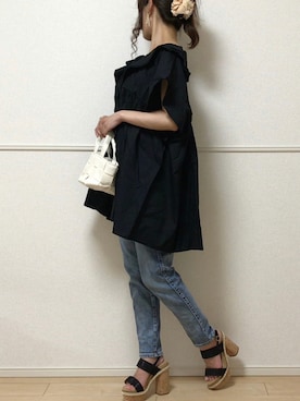 「sakishimatokyo（サキシマトーキョー）のアイテム（チュニック）」を使った、uniさん（レディース・161cm）の夏コーディネート