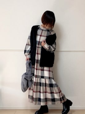 「ECRIRE×miho.a.nico」｜uniさん（レディース・161cm）の秋コーディネート
