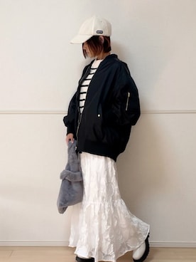 「NANO universe（ナノユニバース）のアイテム（ブルゾン）」を使った、uniさん（レディース・161cm）の冬コーディネート