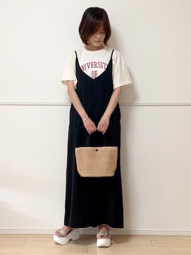 「sakishimatokyo（サキシマトーキョー）のアイテム（オールインワン・サロペット）」を使った、uniさん（レディース・161cm）の夏コーディネート