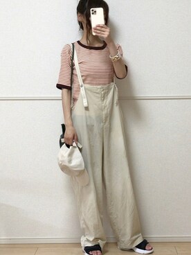 「sakishimatokyo（サキシマトーキョー）のアイテム（オールインワン・サロペット）」を使った、uniさん（レディース・161cm）の夏コーディネート