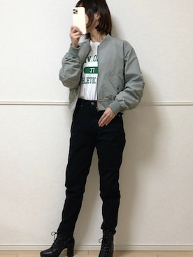 「Lee」｜「アイテム（ブルゾン）」を使った、uniさん（レディース・161cm）の春コーディネート