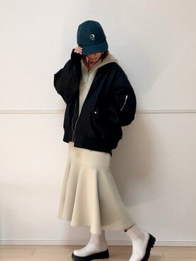 「Not So Ape（ノットソーエイプ）のアイテム」を使った、uniさん（レディース・161cm）の冬コーディネート