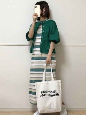 「スウェットワンピース」｜「アイテム（Tシャツ/カットソー）」を使った、uniさん（レディース・161cm）の春コーディネート