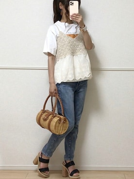 「sakishimatokyo（サキシマトーキョー）のアイテム（キャミソール）」を使った、uniさん（レディース・161cm）の夏コーディネート