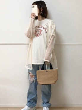 「AmbreNeige」｜「アイテム（パンツ）」を使った、uniさん（レディース・161cm）の春コーディネート
