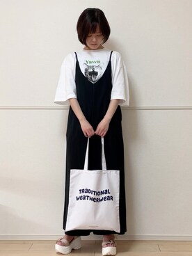 「sakishimatokyo（サキシマトーキョー）のアイテム（オールインワン・サロペット）」を使った、uniさん（レディース・161cm）の春コーディネート