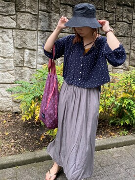 「エコバッグ」｜「アイテム（アナログ腕時計）」を使った、YOKOBORIさん（レディース・156cm）の夏コーディネート