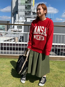 「シアタープロダクツ(THEATRE PRODUCTS)」｜「アイテム（スウェット）」を使った、YOKOBORIさん（レディース・156cm）の秋コーディネート