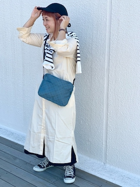 「Casselini（キャセリーニ）のアイテム（キャップ）」を使った、YOKOBORIさん（レディース・156cm）の秋コーディネート
